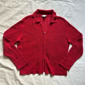 Christopher & Banks Textured Red Cardigan